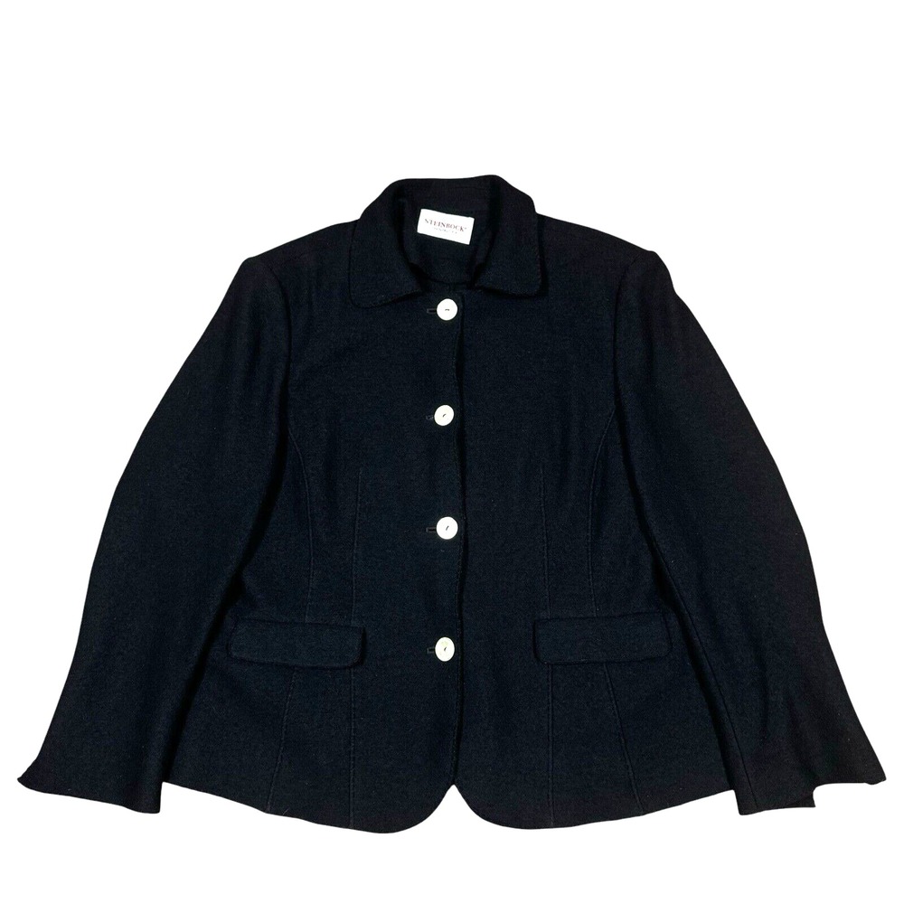 Steinbock Black Blazer 100% Virgin Wool‎ Ladies Sz 46